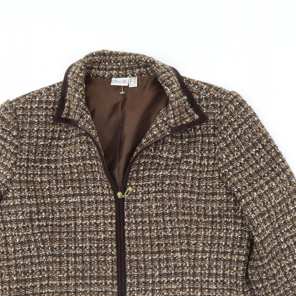 Oscar B Womens Brown Herringbone  Jacket  Size 14