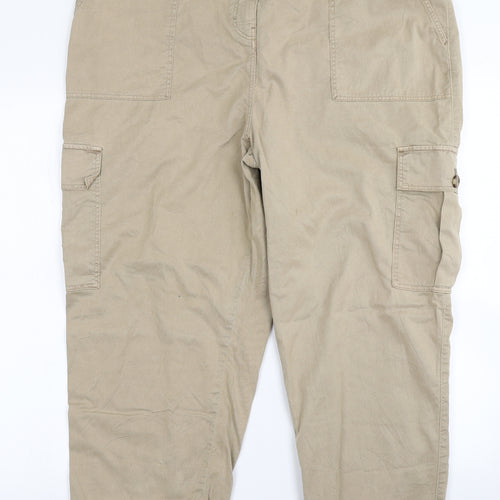 M&S Collection Womens Brown   Cargo Trousers Size 20 L25 in