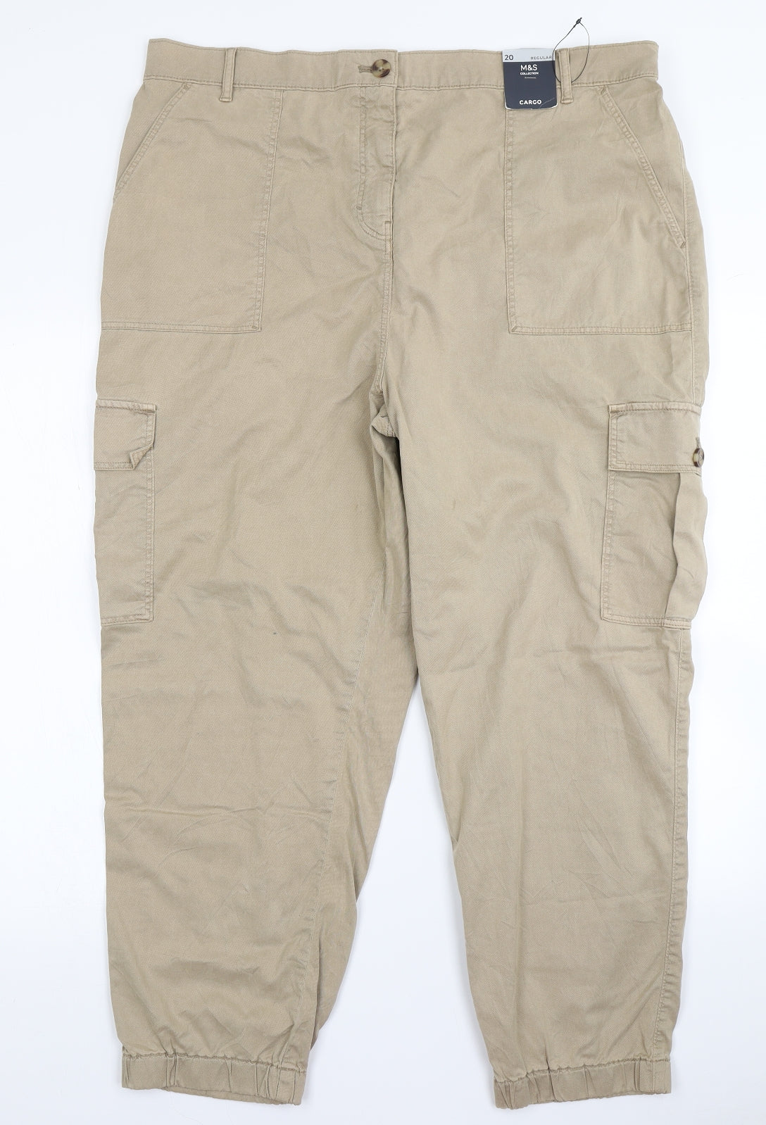 M&S Collection Womens Brown   Cargo Trousers Size 20 L25 in