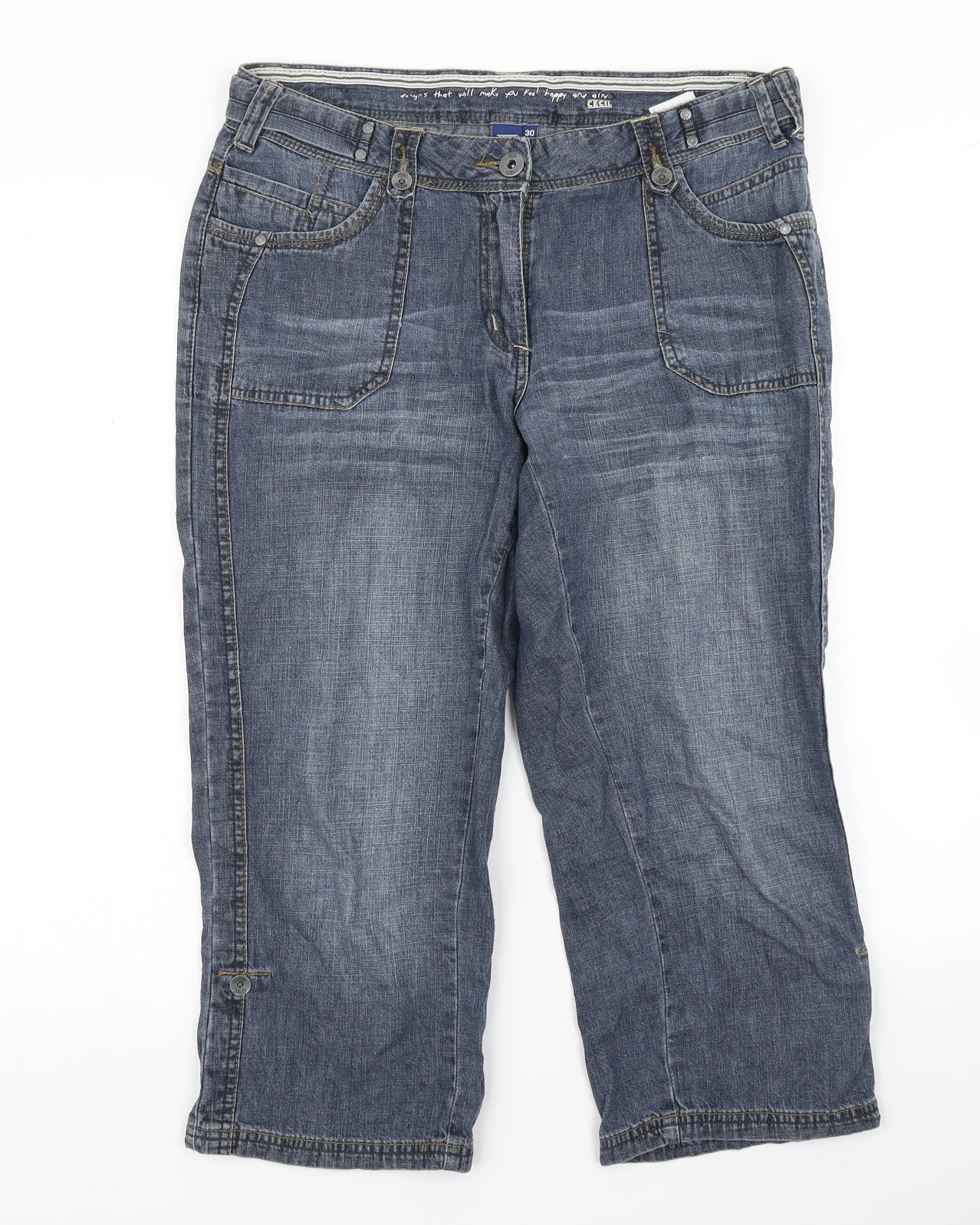 Cecil Mens Blue  Denim Cargo Shorts Size 30 in