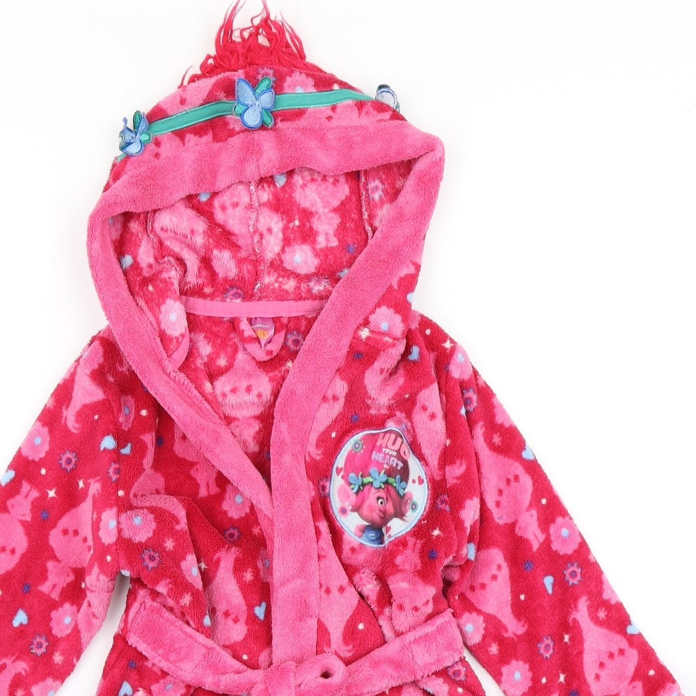 George Girls Pink Solid Fleece Top Robe Size 4-5 Years  - Trolls