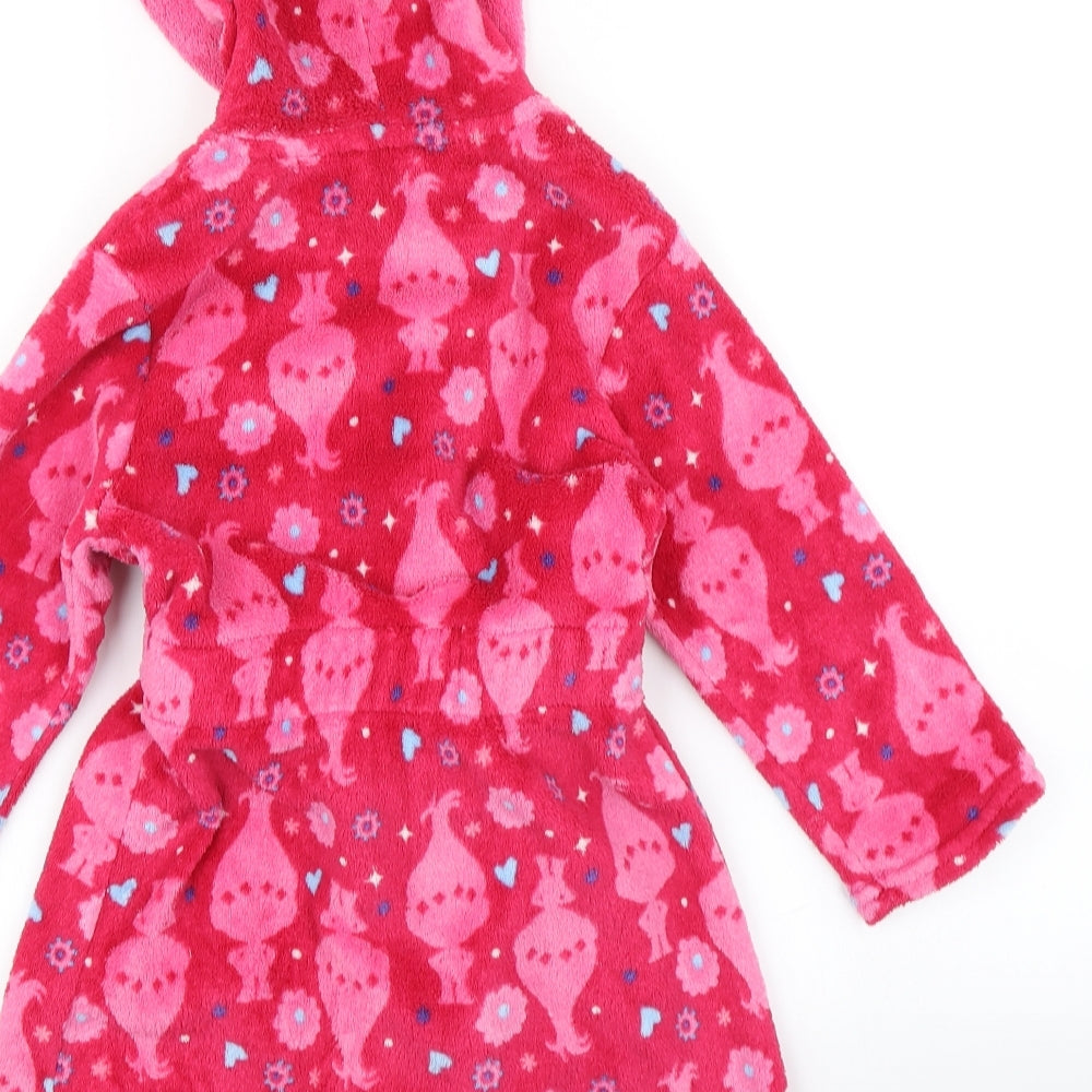 George Girls Pink Solid Fleece Top Robe Size 4-5 Years  - Trolls
