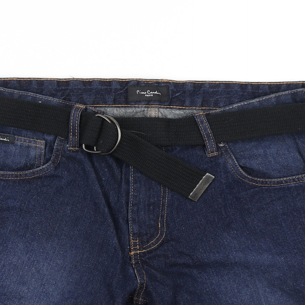 Pierre Cardin Mens Blue  Denim Cargo Shorts Size 36 in