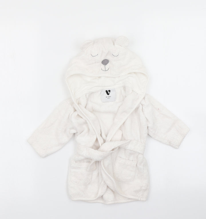 V by Very Girls White Solid Kaftan Robe Size 3-6 Months