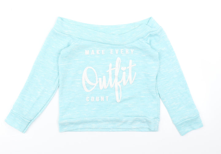 Boohoo Girls Blue Pullover Sweatshirt Size 9-10 Years