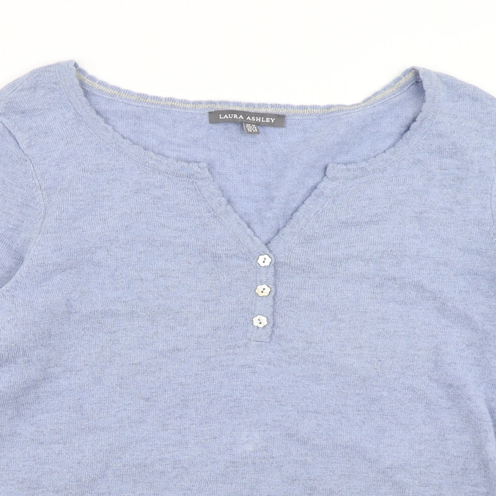 Laura Ashley Womens Blue  Knit Pullover Jumper Size 12