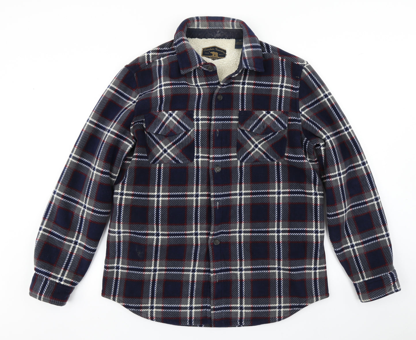 Freedom Foundry Mens Blue Plaid   Button-Up Size M