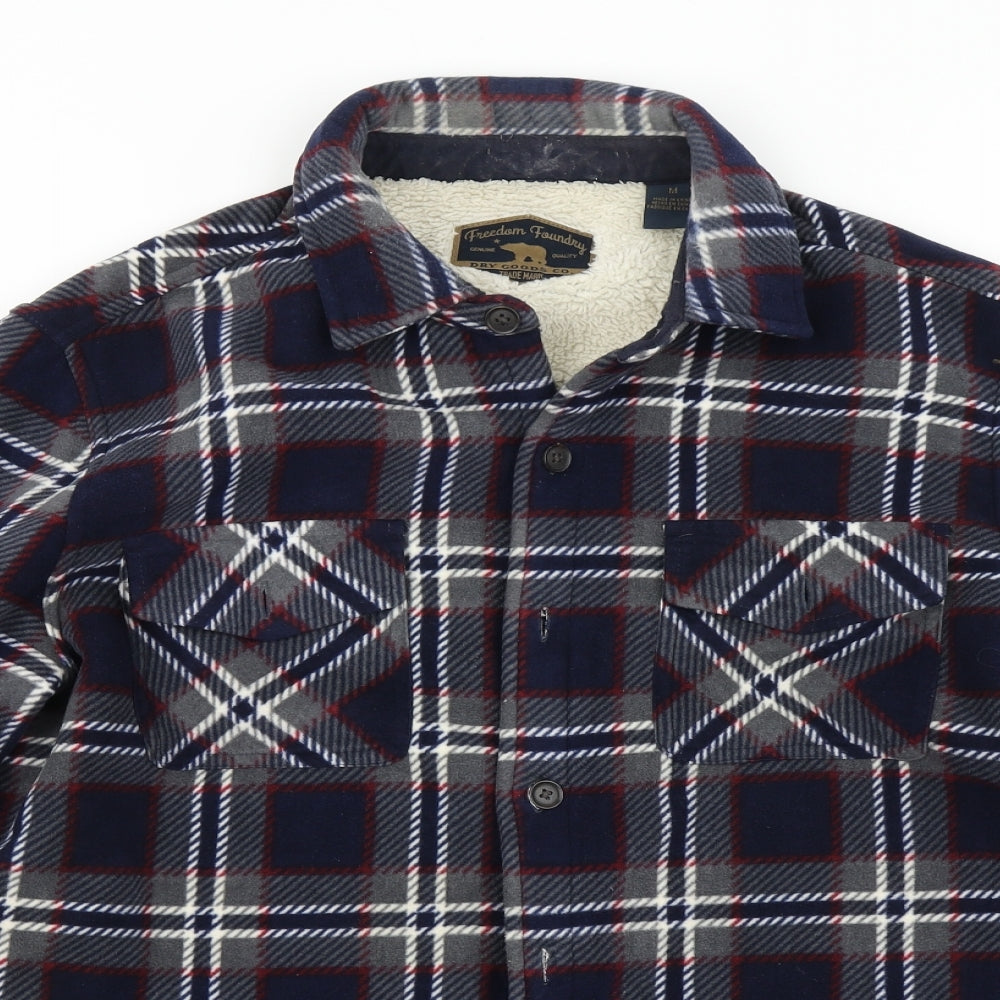 Freedom Foundry Mens Blue Plaid   Button-Up Size M