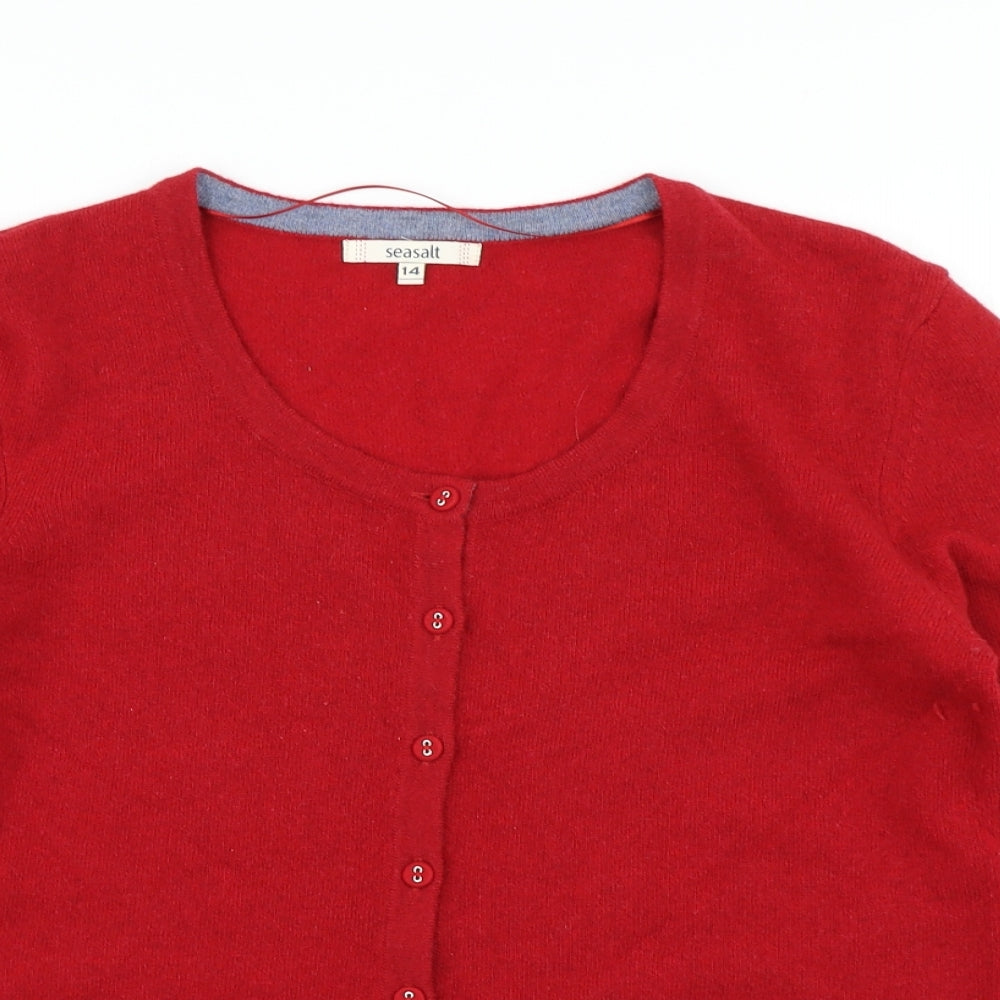 Seasalt Womens Red  Knit Cardigan Jumper Size 14