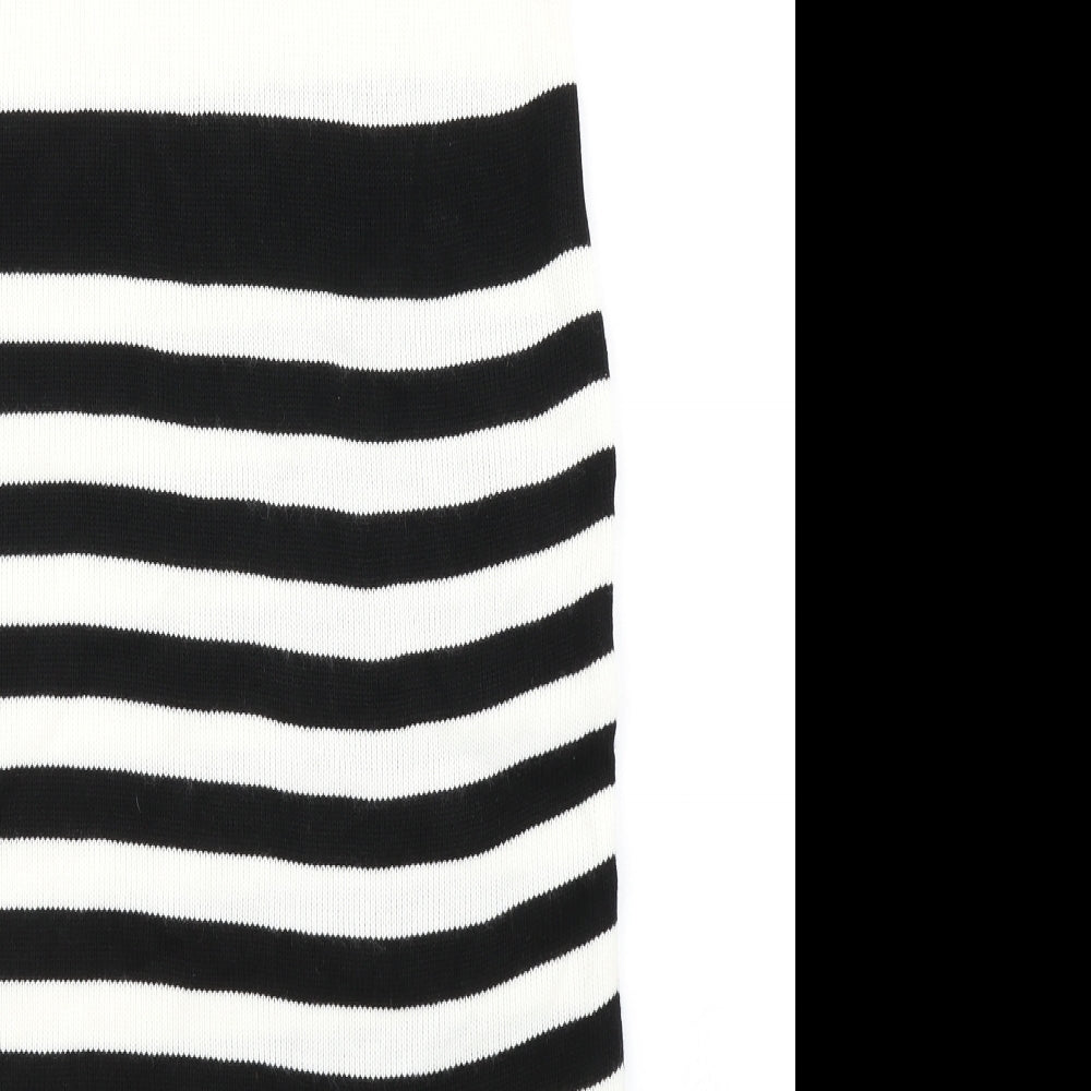 Figaro Womens White Striped Knit Bandage Skirt Size 10