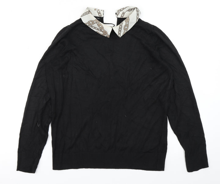 F&F Womens Black Knit Pullover Jumper Size 8