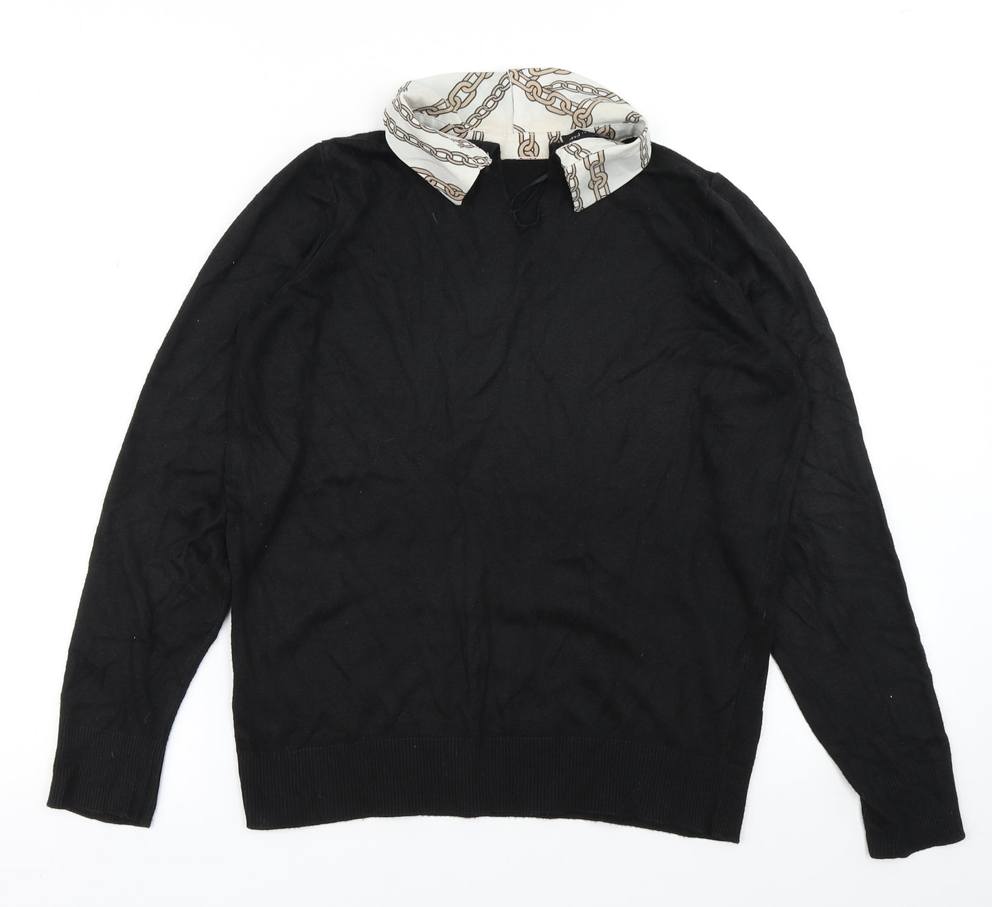 F&F Womens Black  Knit Pullover Jumper Size 8