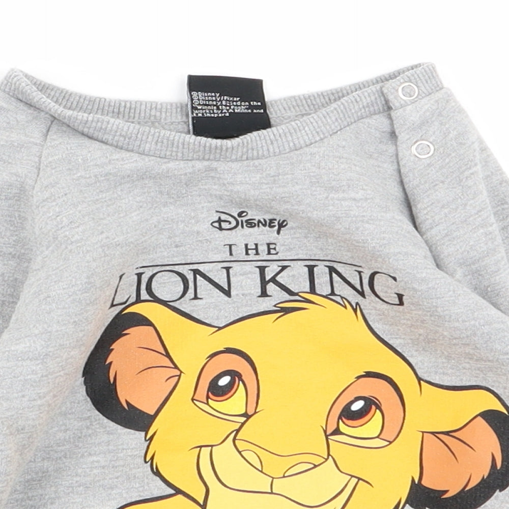 Primark Boys Grey   Pullover Jumper Size 0-3 Months  - lion king
