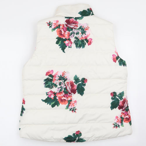 Joules Womens White Floral  Gilet Coat Size 16
