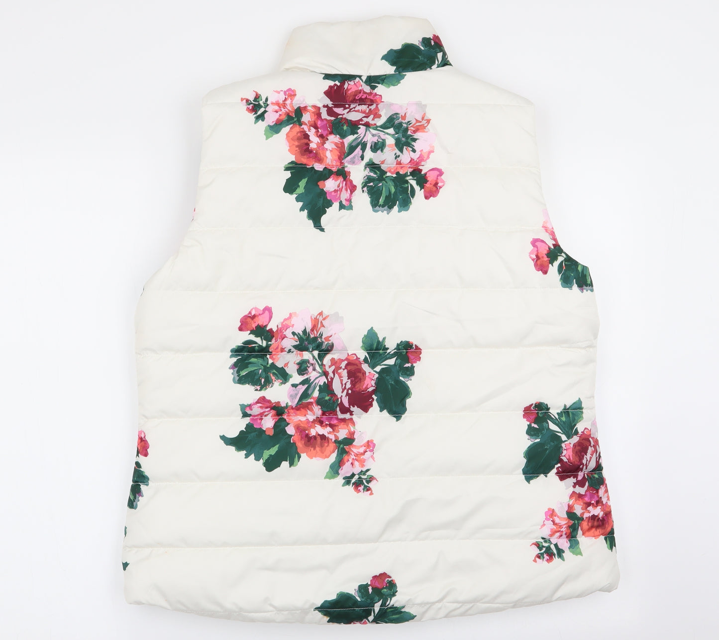 Joules Womens White Floral  Gilet Coat Size 16