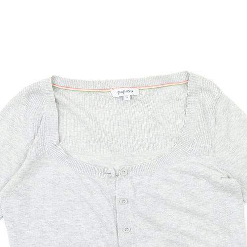 Papaya Womens Grey  Knit Cardigan Jumper Size 8