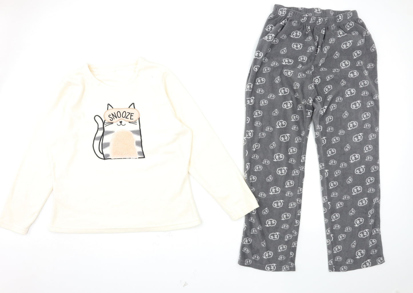 George Womens Beige  Fleece Top Pyjama Set Size 12  - CAT