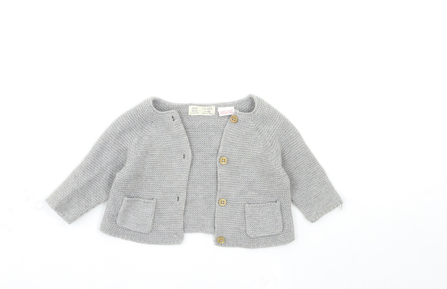 Zara Baby Grey  Knit Cardigan Jumper Size 0-3 Months