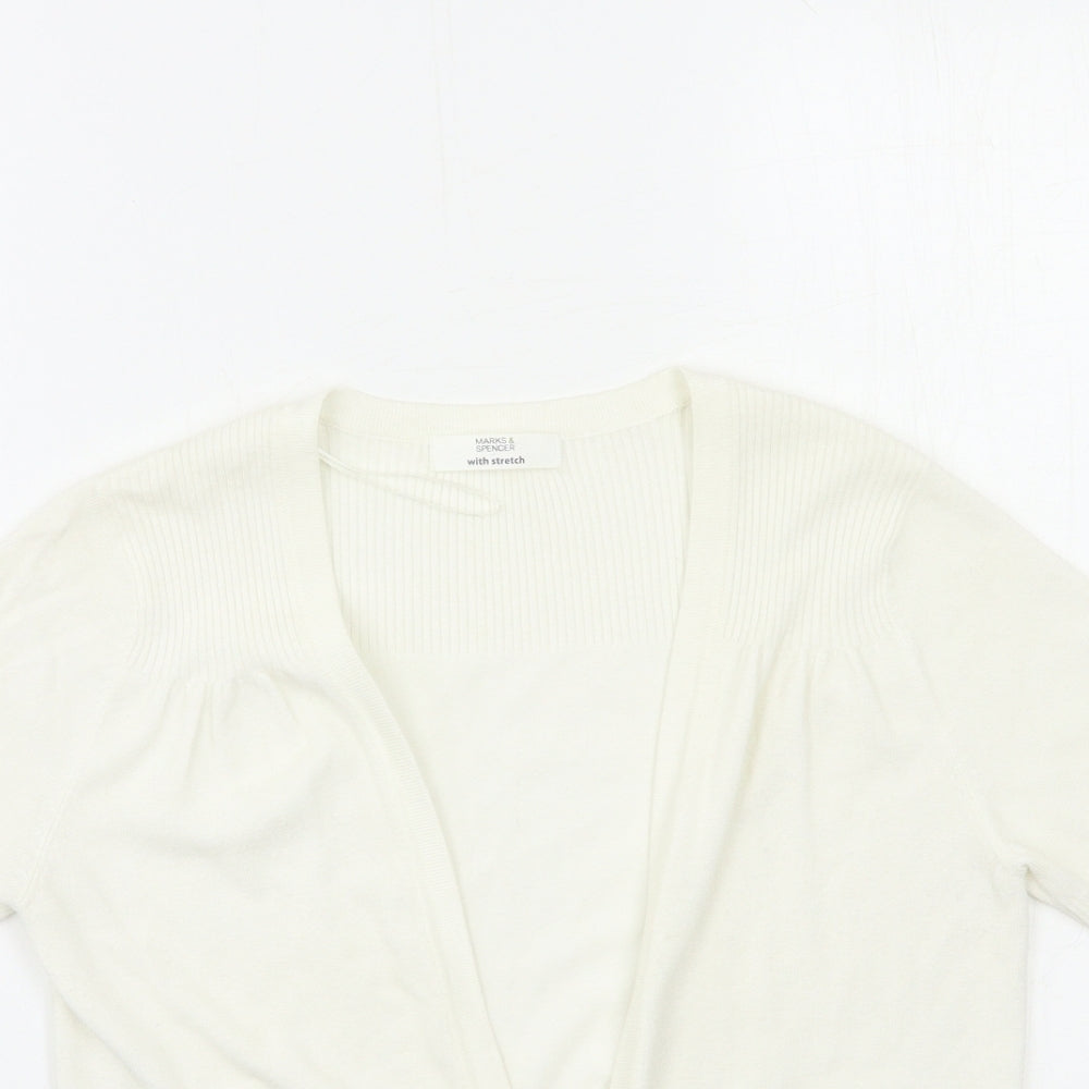 Marks and Spencer Womens White  Knit Cardigan Jumper Size 10