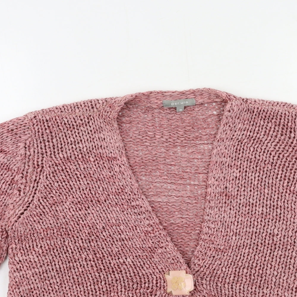 Per Una Womens Pink  Knit Cardigan Jumper Size M