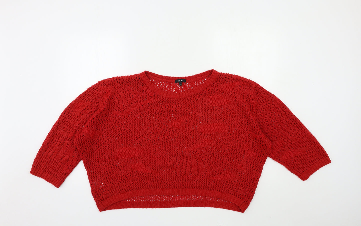 Papaya Womens Red  Knit Pullover Jumper Size 16