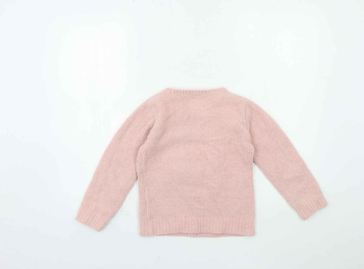 F&F Girls Pink  Knit Pullover Jumper Size 6-7 Years  - christmas jumper