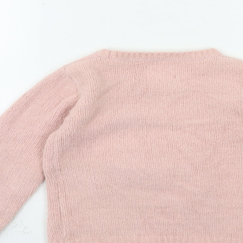F&F Girls Pink  Knit Pullover Jumper Size 6-7 Years  - christmas jumper