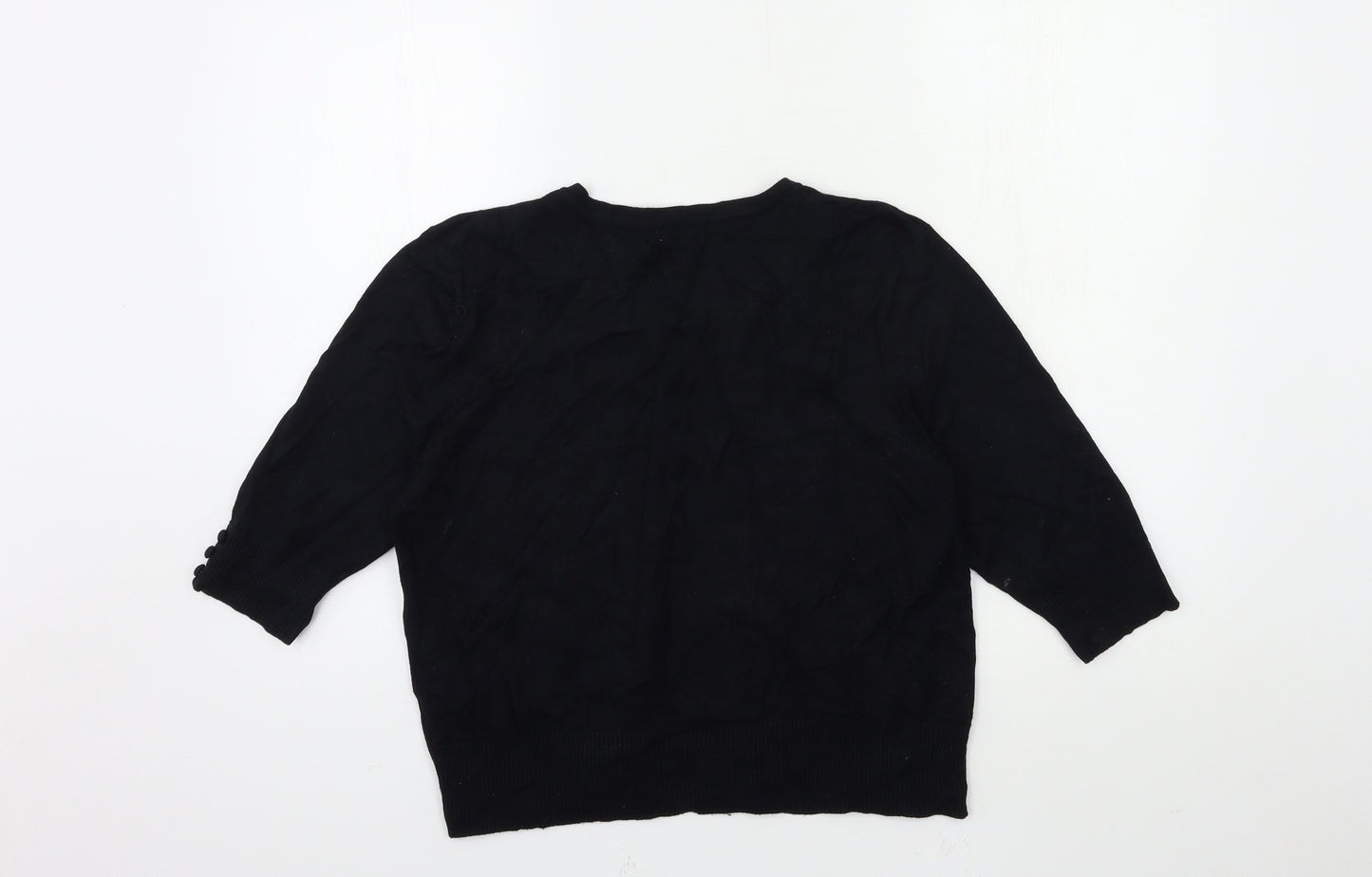 M&Co Womens Black  Knit Cardigan Jumper Size L