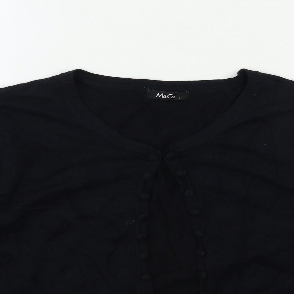 M&Co Womens Black  Knit Cardigan Jumper Size L