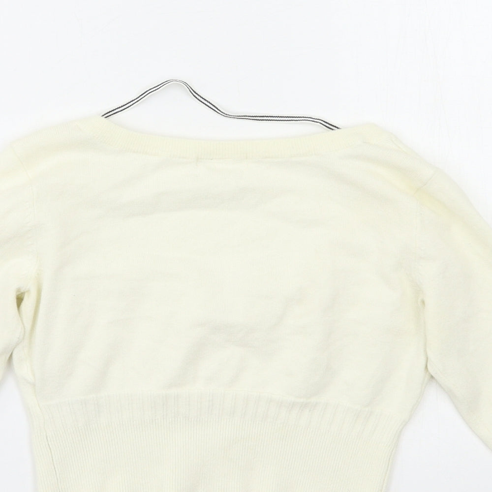 H&M Womens Beige  Knit Cardigan Jumper Size XS