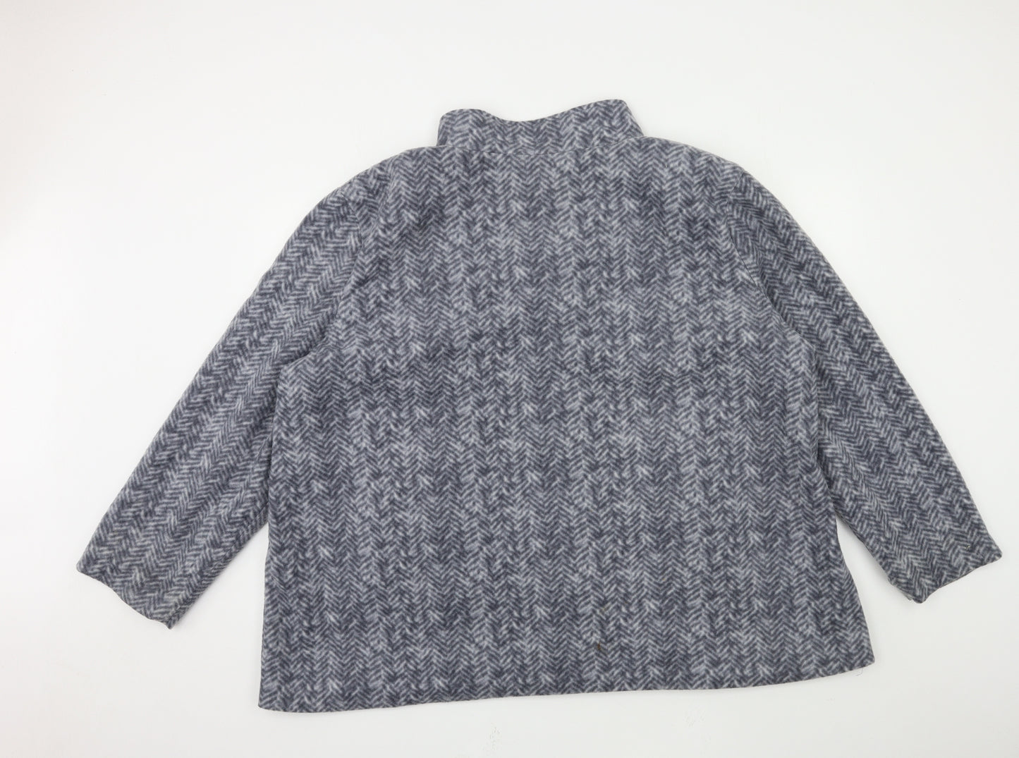 Anne De Lancay Womens Grey Check  Overcoat Coat Size 2XL
