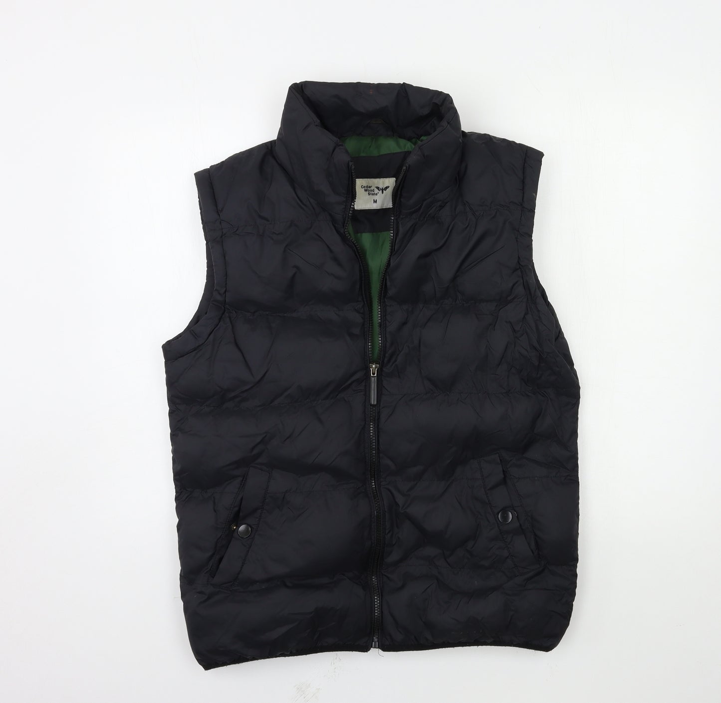 Cedar Wood State Mens Black   Gilet Coat Size M