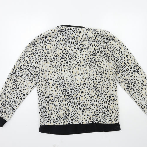 Avon Womens White Animal Print Fleece Top Pyjama Top Size 10