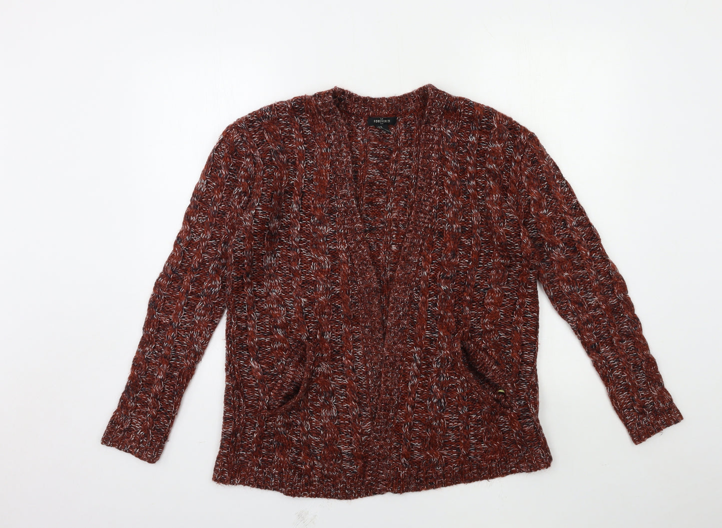 FOREVER 21 Womens Red  Knit Cardigan Jumper Size M