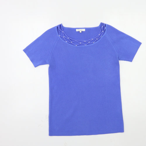 FASHION AZZUJRRO Womens Blue  Knit Pullover Jumper Size L