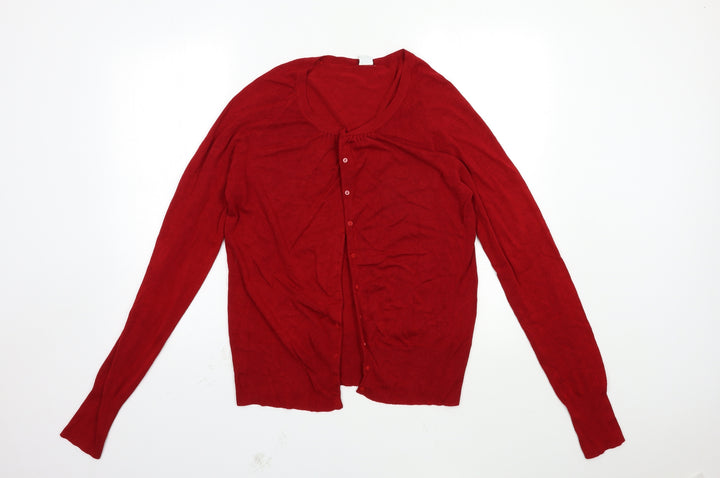 New Look Womens Red  Knit Cardigan Jumper Size 16