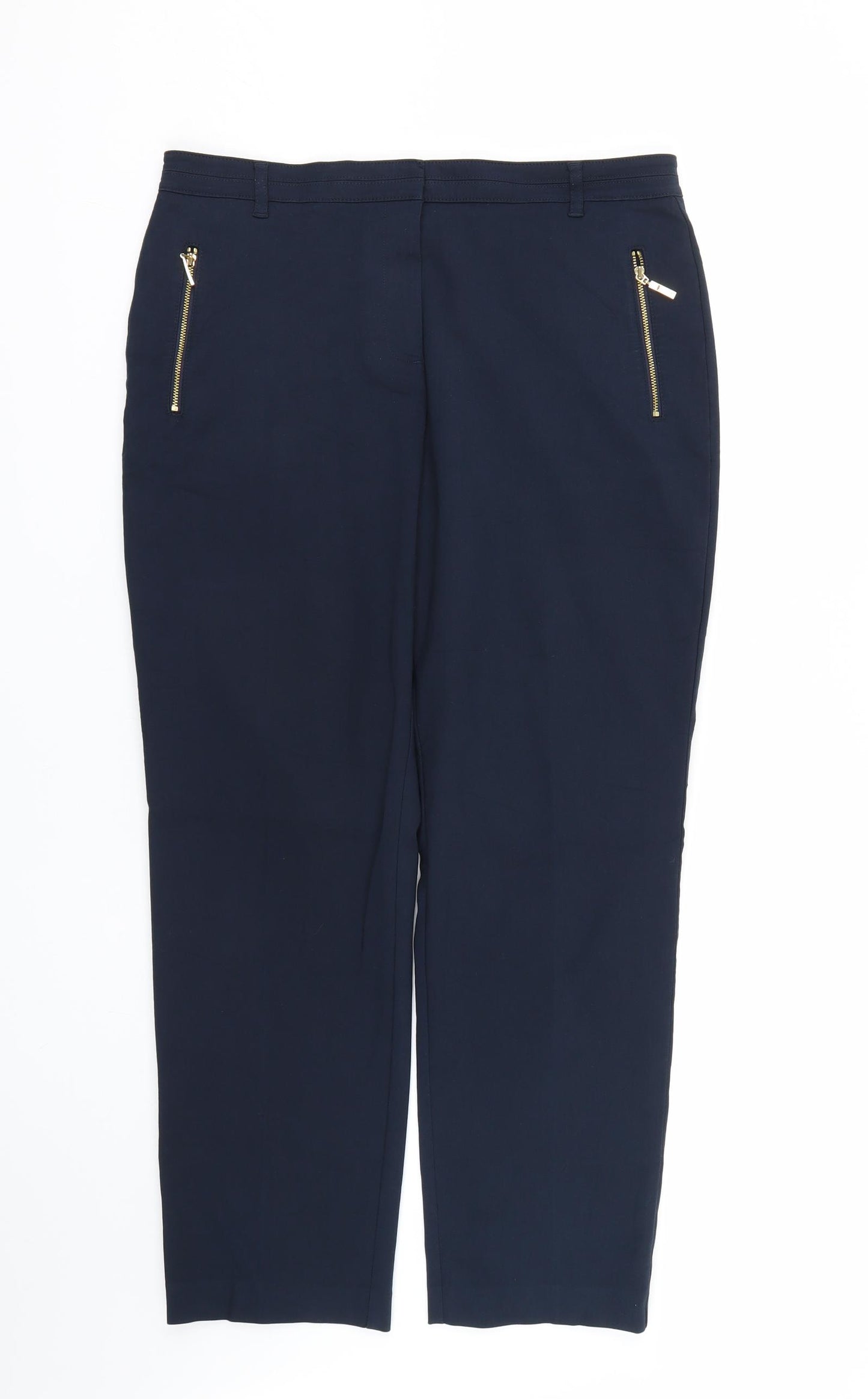 Per Una Womens Blue   Cropped Trousers Size 14 L27 in