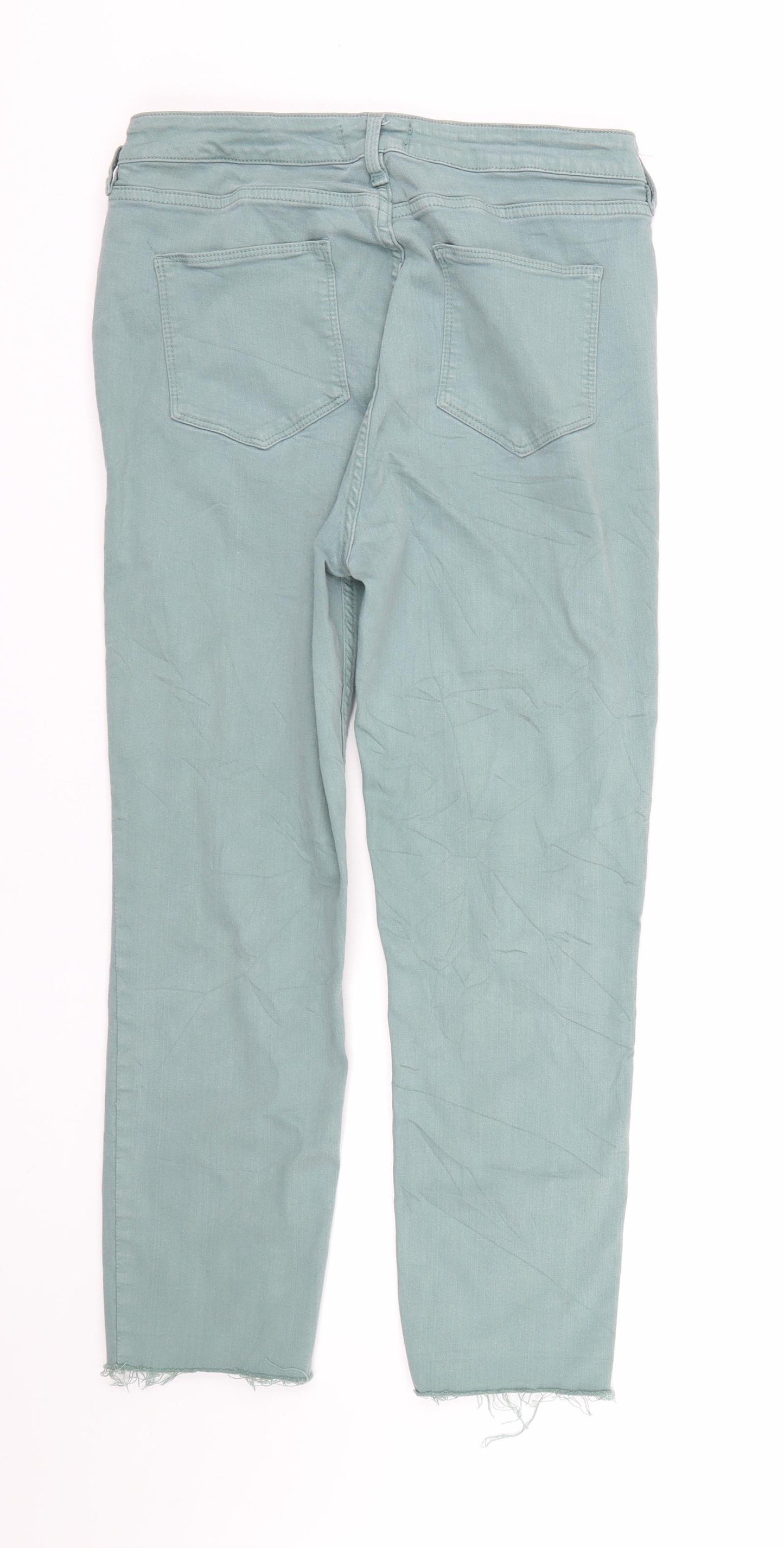 Fat Face Womens Green  Denim Cropped Jeans Size 14 L23 in