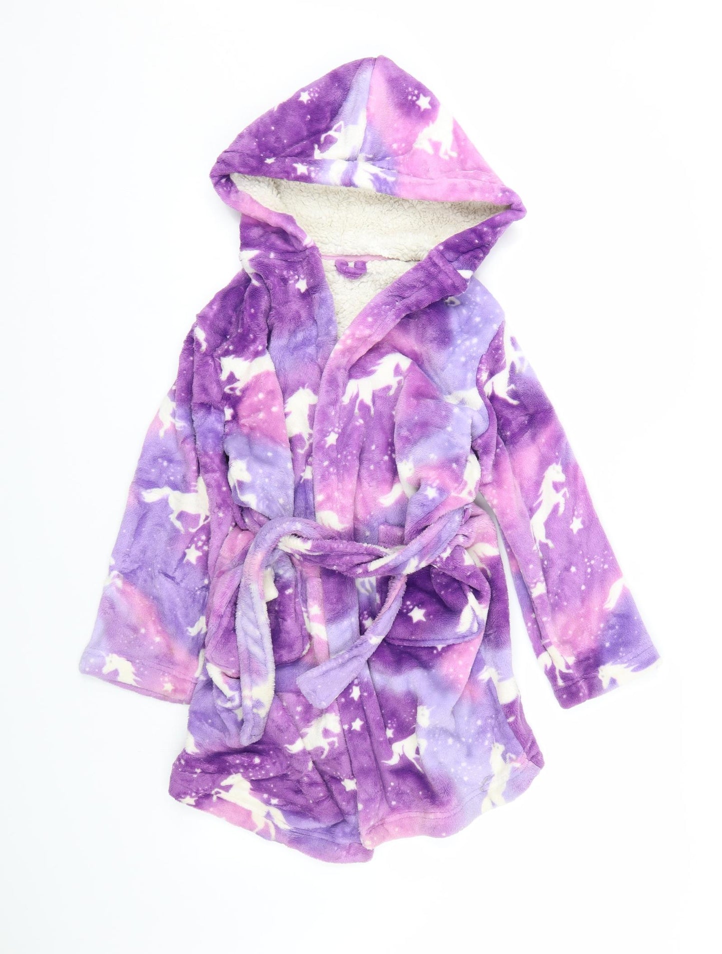 Preworn Girls Purple Polka Dot  Cami Gown Size 8-9 Years  - Unicorn