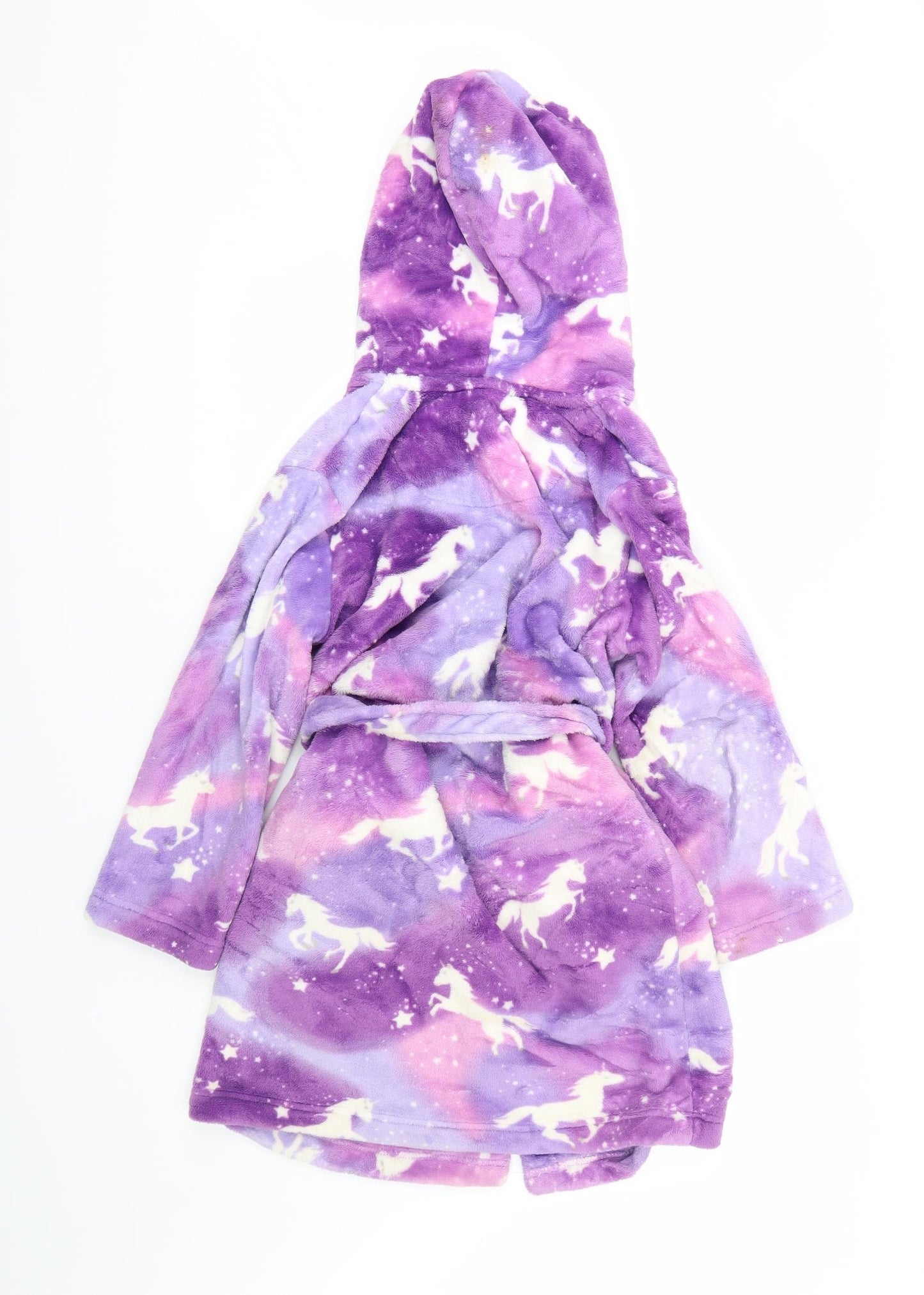 Preworn Girls Purple Polka Dot  Cami Gown Size 8-9 Years  - Unicorn