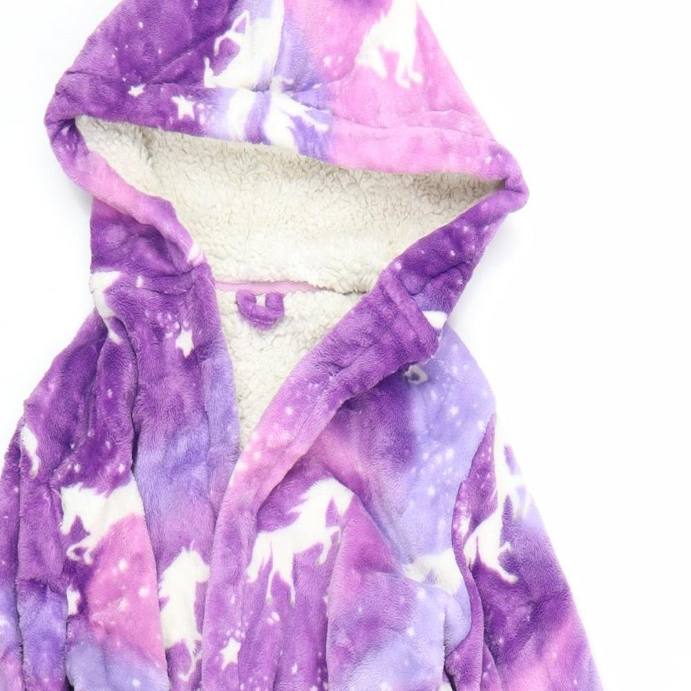 Preworn Girls Purple Polka Dot  Cami Gown Size 8-9 Years  - Unicorn