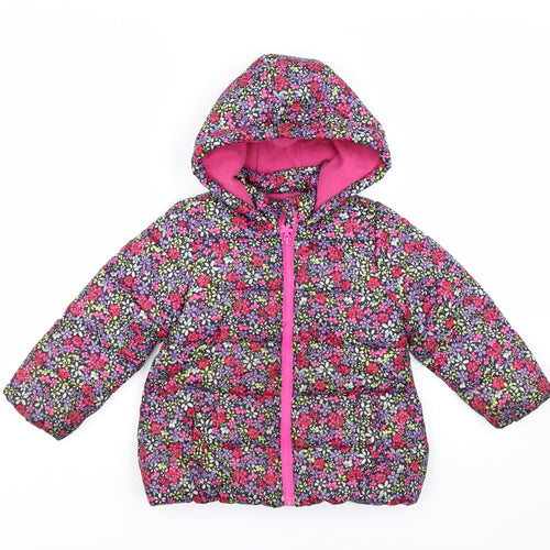 Matalan Girls Multicoloured Floral  Puffer Jacket Coat Size 4-5 Years