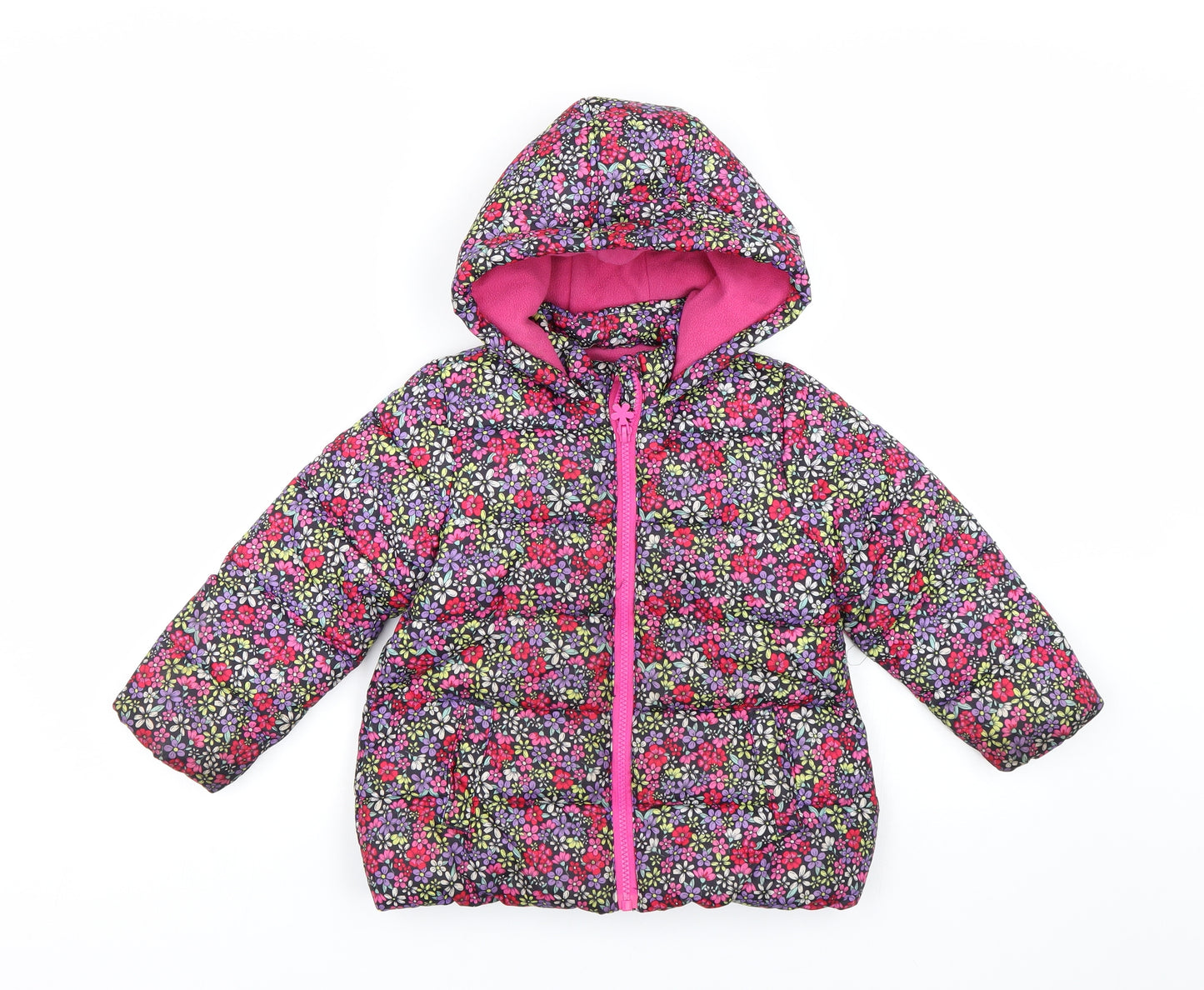 Matalan Girls Multicoloured Floral  Puffer Jacket Coat Size 4-5 Years