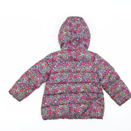 Matalan Girls Multicoloured Floral  Puffer Jacket Coat Size 4-5 Years