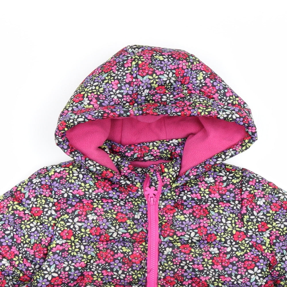 Matalan Girls Multicoloured Floral  Puffer Jacket Coat Size 4-5 Years