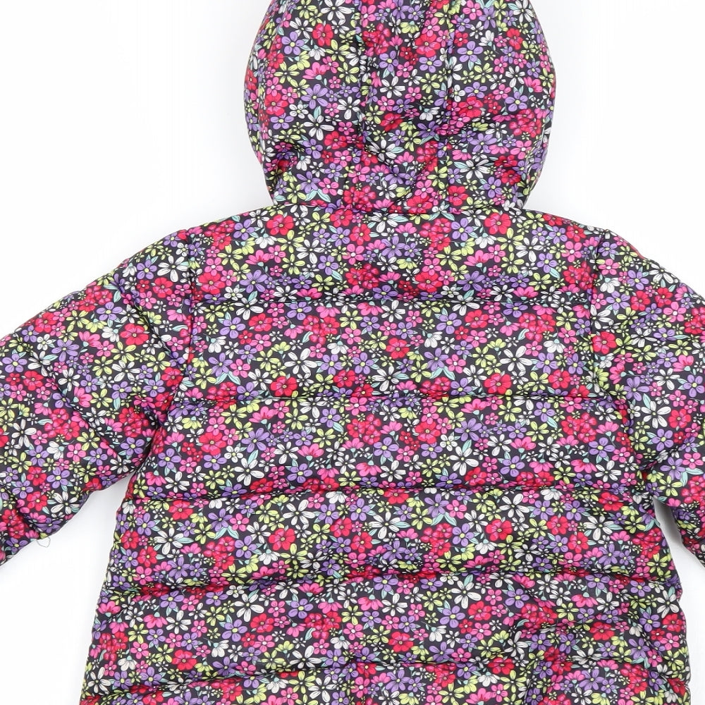 Matalan Girls Multicoloured Floral  Puffer Jacket Coat Size 4-5 Years