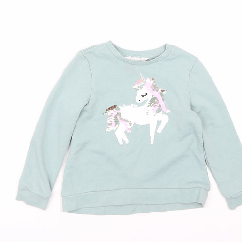 H&M Girls Blue   Pullover Sweatshirt Size 5-6 Years  - Unicorn