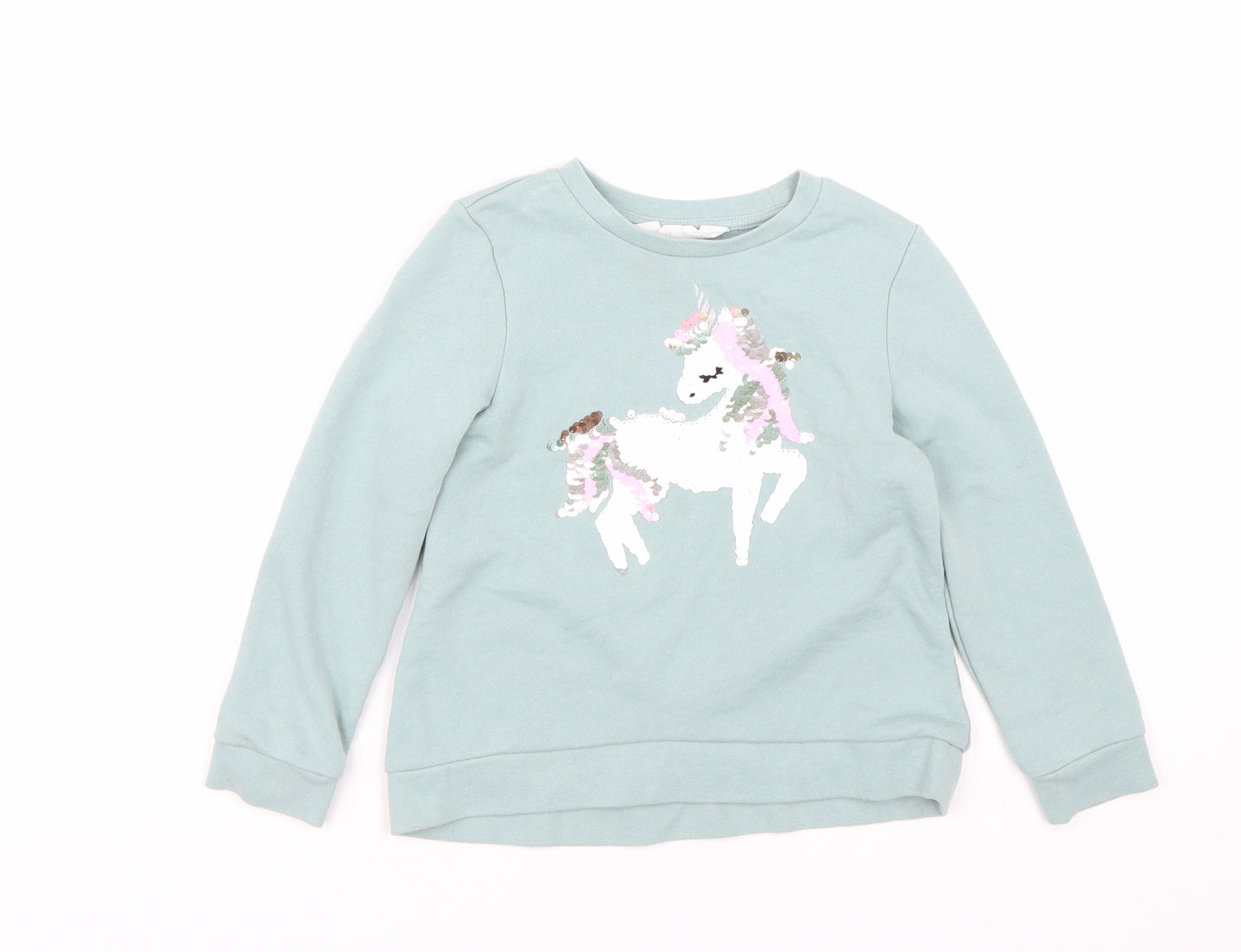 H&M Girls Blue   Pullover Sweatshirt Size 5-6 Years  - Unicorn