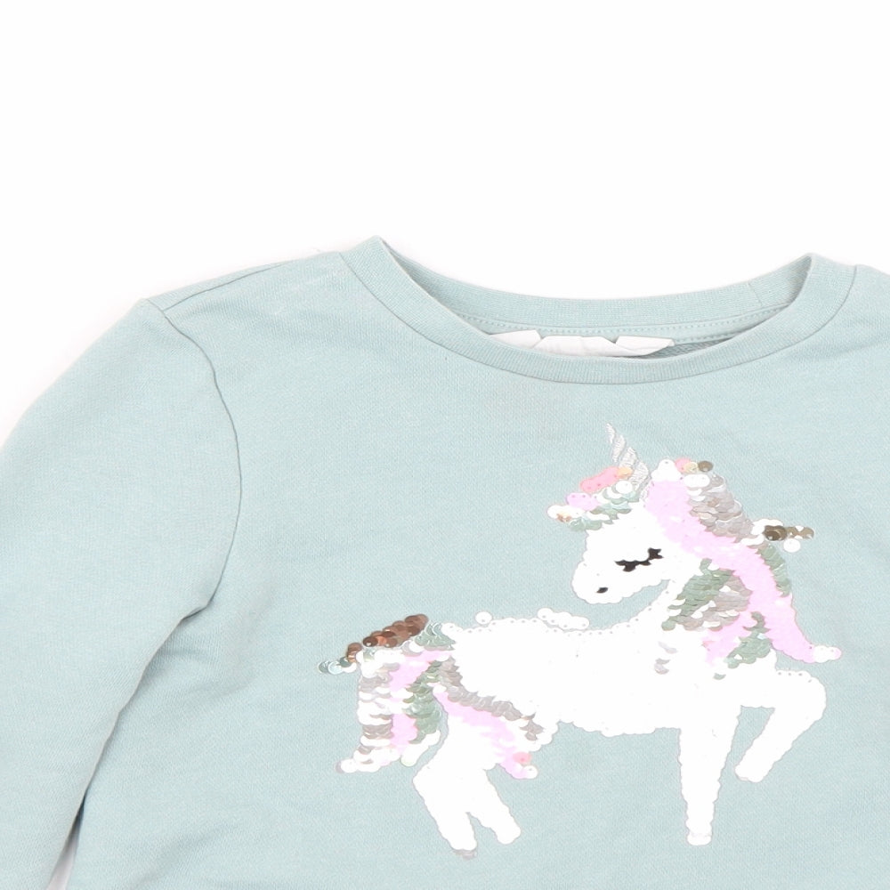 H&M Girls Blue   Pullover Sweatshirt Size 5-6 Years  - Unicorn