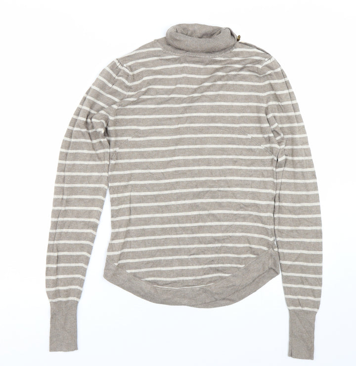 Warehouse Womens Brown Striped Pullover Jumper Size 8